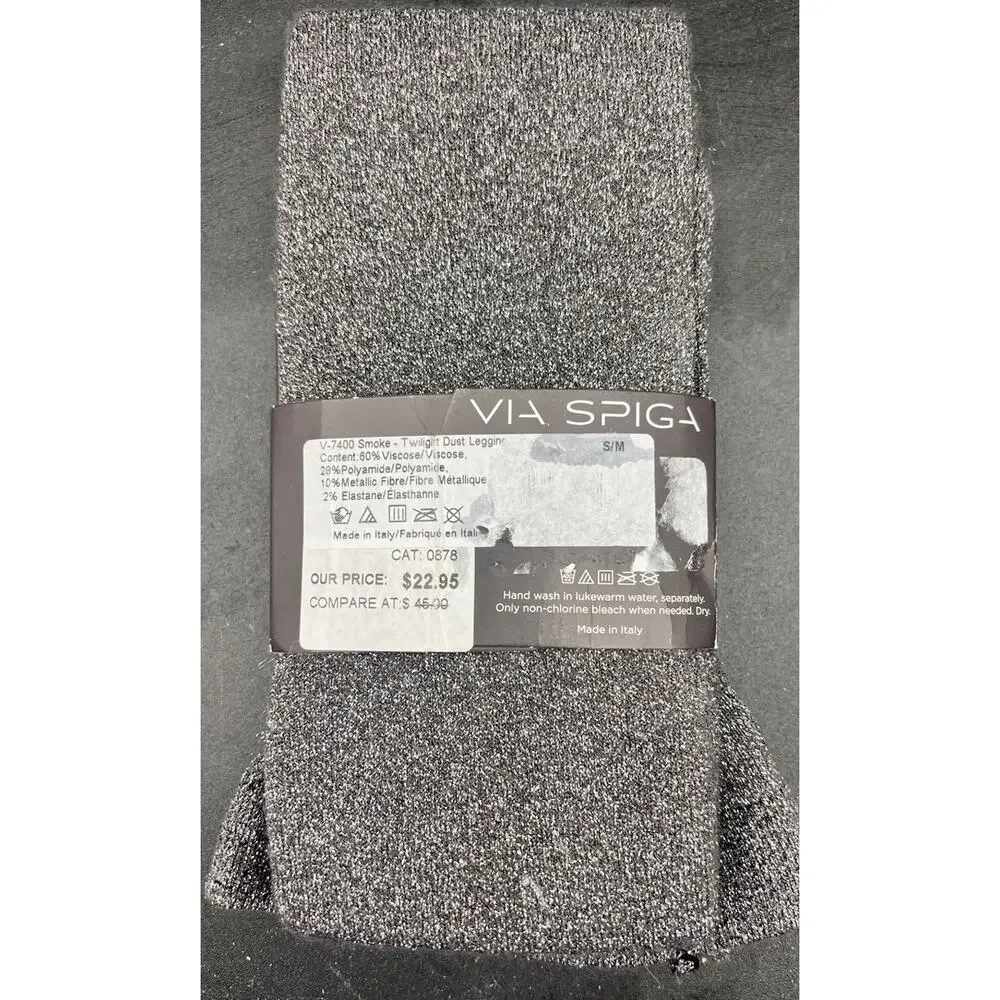 Via Spiga Tights Smoke Gray Size S/M NWT Twilight Dust Pattern New